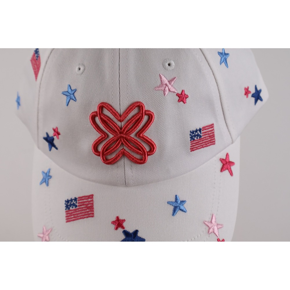 Lilly Pulitzer Baseball Cap Stars and Stripes White Embroidered OS Cotton NEW - Picture 2 of 6